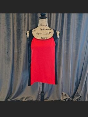 Lane Bryant Red and Black Colorblock Workout Peplum